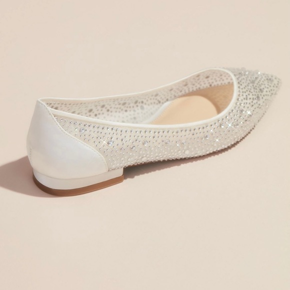 Crystal-Adorned Transparent Mesh Pointy Toe Flats - Picture 2 of 5